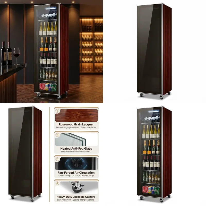 Wine Beer Cooler Fridge - SFW Sertifikalı Gül Ağacı Kaplamalı Tek
