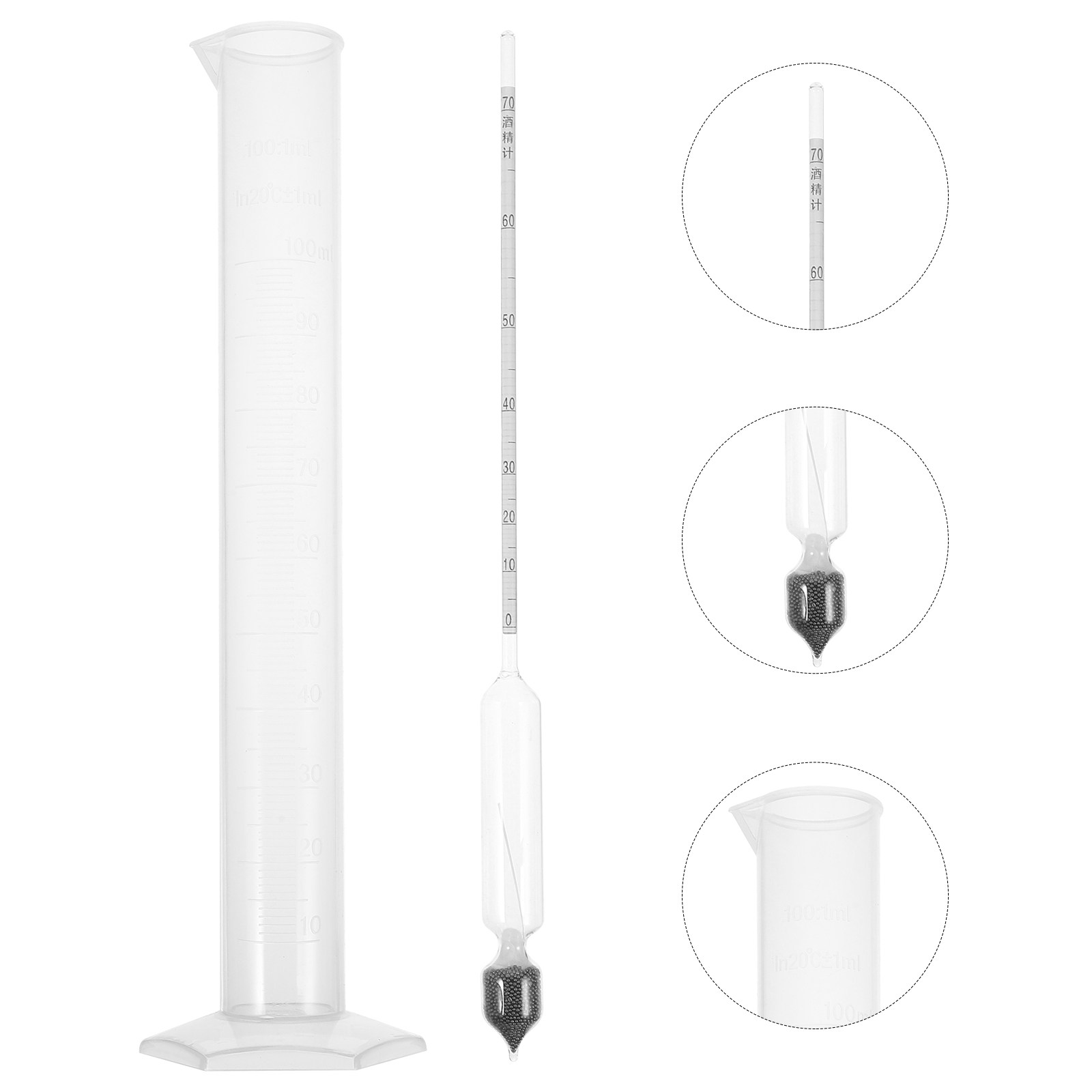 Wine To Beer Alcohol - 1 Set Yeniden Kullanılabilir Cam Hidrometre,