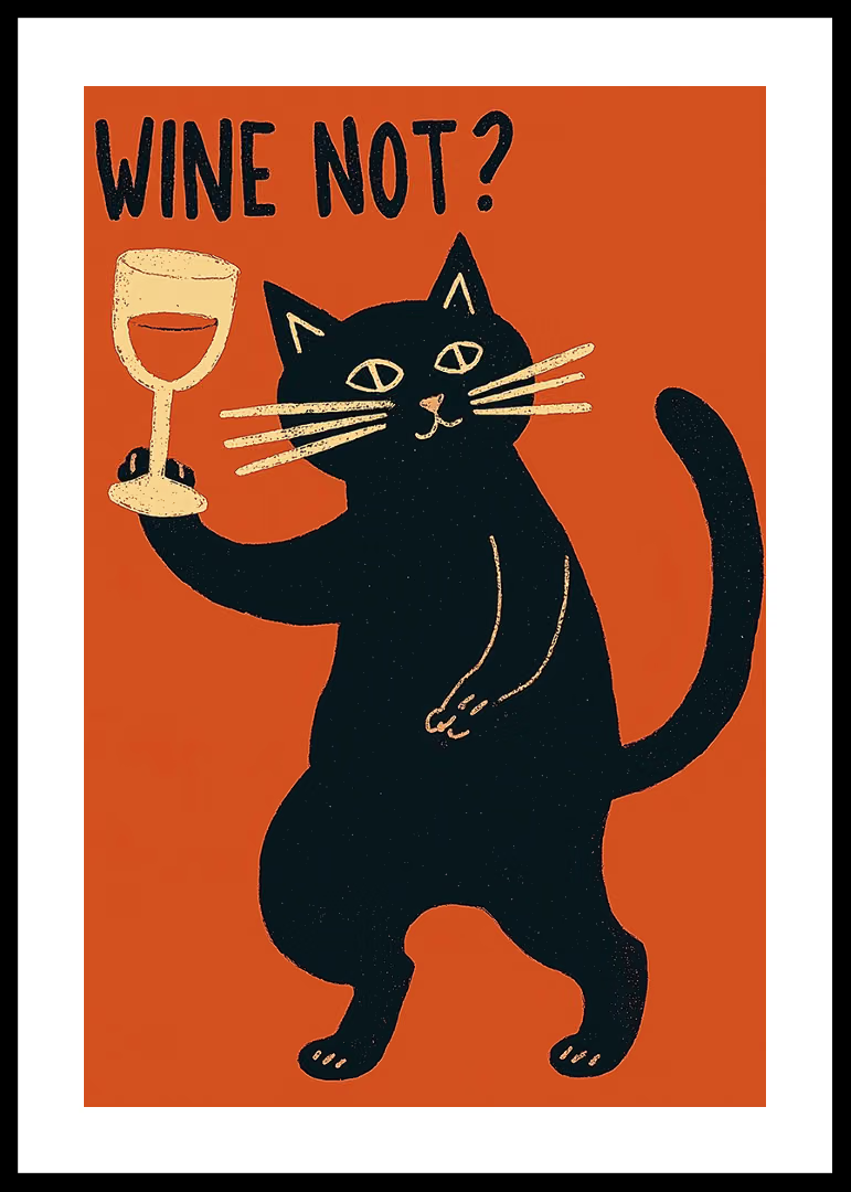 Wine Beer Bar - Siyah Kedi Şarap Komik Değil Kanvas