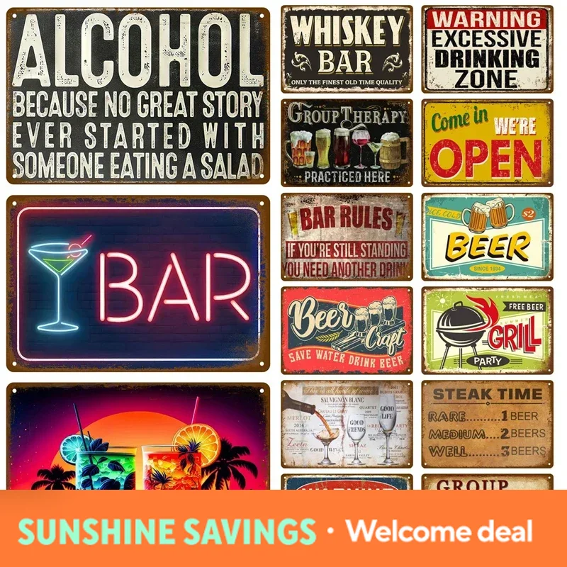 Wine To Beer Alcohol - Metal Tabela Viski Şarap Alkol Markası