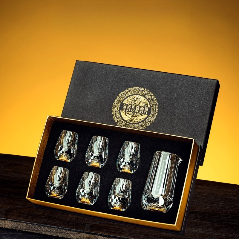 Wine Glass Set Crystal - Kristal Elmas Kesim Yüzeyli Baijiu Bardak
