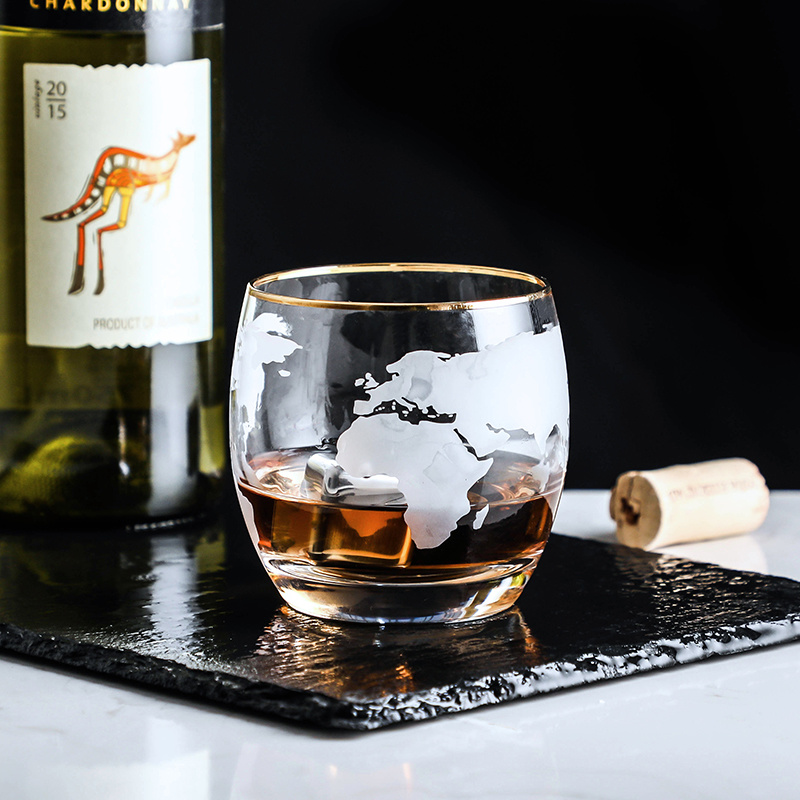 Wine Beer World - Dünya haritası viski şarap bardağı Vaso