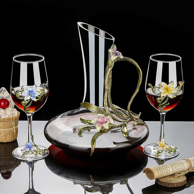 Wine Glass Set Crystal - Emaye Kristal Vintage Kadeh Seti Romantik
