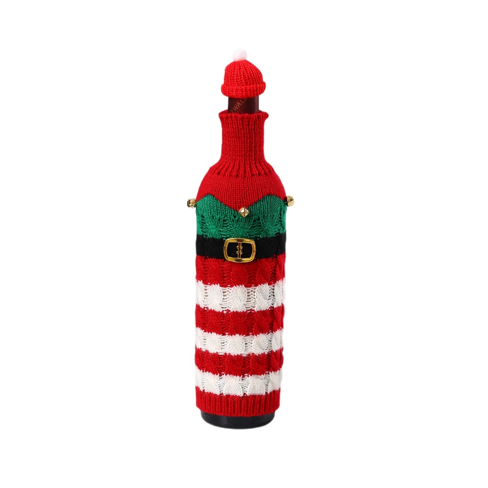 Wine Beer Hat - Örme Şarap Şişesi Kılıfı, Mini Noel