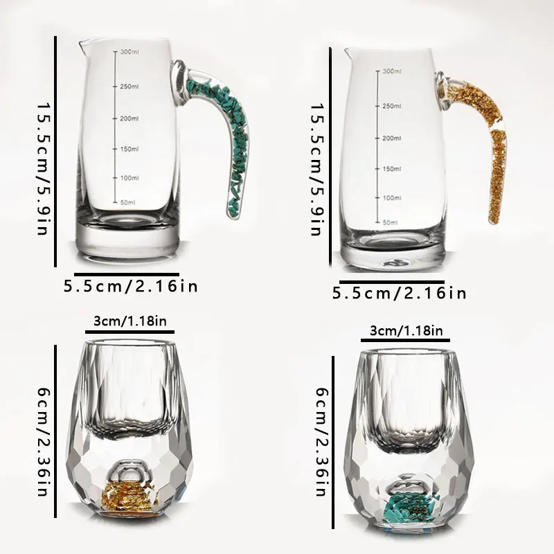 Wine Glass Set Crystal - Altın folyo küçük şarap bardağı şarap