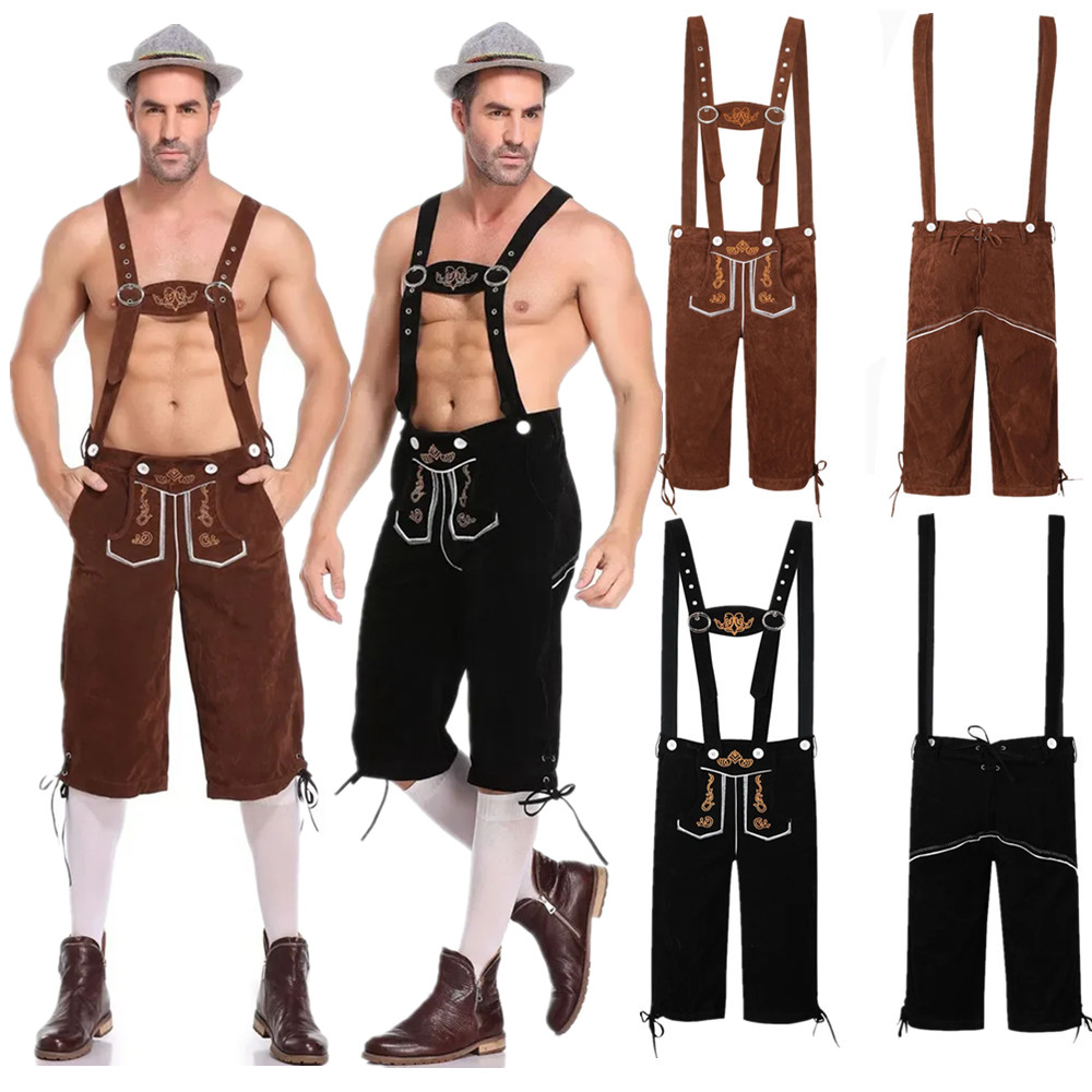 Beer & Wine Grab - M-XXL Erkekler Alman Oktoberfest Lederhosen Kostüm