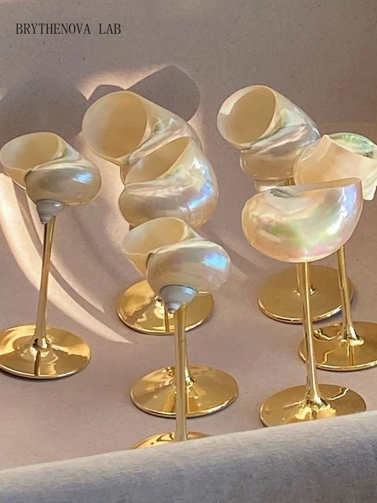 Wine Glass Set Crystal - AhunderJiaz Retro Çift Deniz Kabuğu Şarap