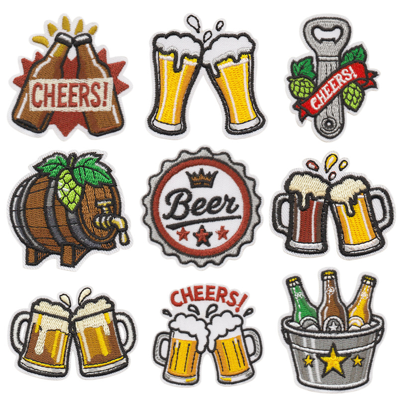 Wine Beer Hat - Yaratıcı Bira Motifli Nakış Yaması Şişe